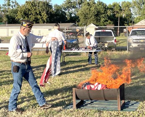 The Callaway American Legion hosted the annual flag retirement ceremony during the community’s July 4th celebration at the ball field. (Courier file photo)