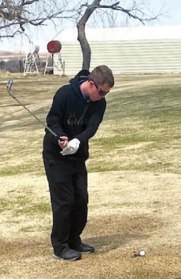 Matthew Mannon sends a shot down the fairway at the Thedford Golf Course on April 21. (Photos courtesy of Jarod Rush)
