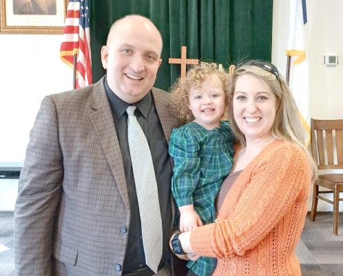 Pastor Michael Garner, daughter Dorothy, and wife Deborah have relocated to Callaway from Tennessee to assume the lead role at Morning Star Church. The couple said they are excited to make Callaway their home and get to know the local people. (Photo courtesy Jo Chesley)