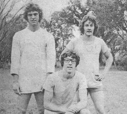 Returning Backfield - Returning to their backfield positions on the CHS football team are, from left, seniors Monte Birnie, Steve Axtell, and Darrell Leibhart.