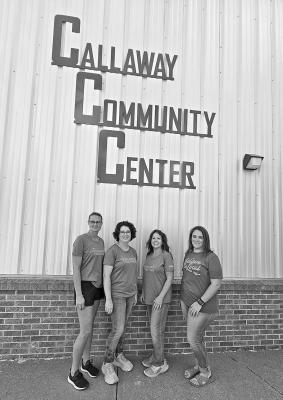 Employees of First Insterstate Bank in Callaway spent a volunteer day doing deep cleaning on the Callaway Community Center recently. From left are Stacey Guthard, Kate Carlson, Kristen Berger, and Kelsey Wyckoff (Courtesy photo)