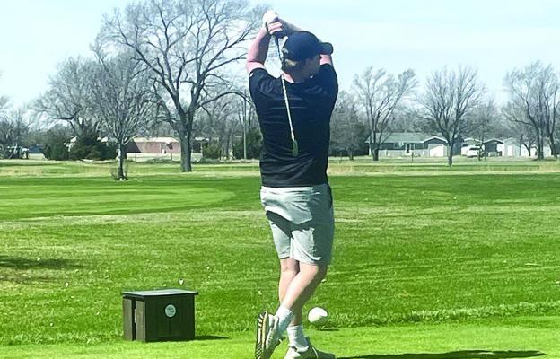 Joey Sallach drives the ball at the Hershey Invite last week.