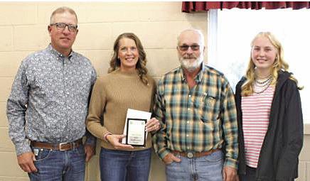 A “Friend of 4-H” award was presented to the Stallbaumer Family. From left are Curtis Stallbaumer, Marla Stallbaumer, Jeff Witthuhn (4-H Council President), and Emma Stallbaumer. (Photos courtesy Custer County Extension)