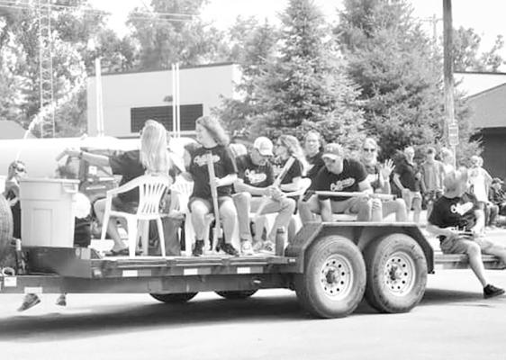 The Class of 2019 of Callaway High School hopped on a flatbed trailer to ride through the Pioneer Picnic parade on Saturday morning, June 29, prior to gathering at the school for a tree planting and later that night at the Kalinowski home.. (Courier photo by Ellen Mortensen)