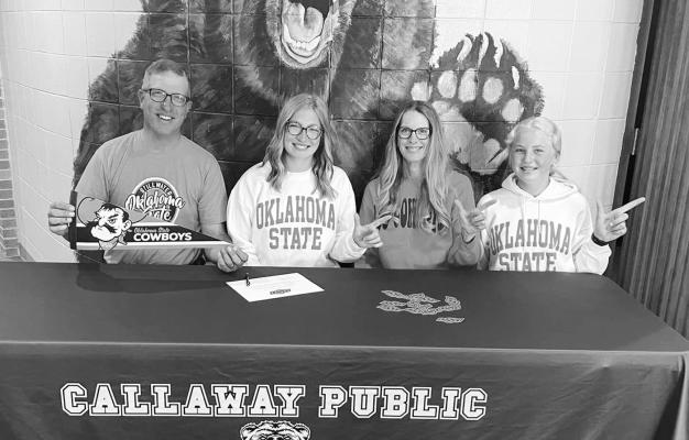 On May 9, Callaway High School hosted the final college signings of the year for the class of 2023. Abby Stallbaumer, pictured with her parents and sister, signed to attend Oklahoma State University. (Photos courtesy CPS)