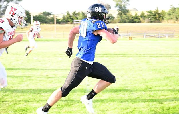 AJ Starr runs in for a Bobcat touchdown in the opening game of the season on Aug. 29. (Photos courtesy Jessica Tickle)