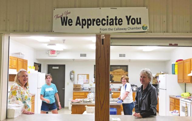 June was a busy month for the Callaway Chamber of Commerce, as the village hosted two groups of cross country bicyclists and the annual town celebration. Pictured from left are: Teri Miller, Shelia Ellis, Jill Pitkin and Tami Smith. Photo courtesy Joleen Kalinowski