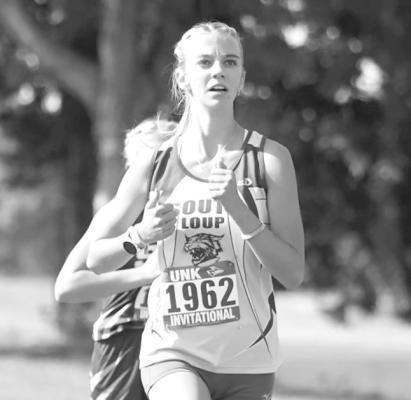 Arnold senior Ella Cool ran an impressive time of 22:45.6 placing 28th on a very difficult course at the UNK cross country meet last week. (Photo courtesy Lana Cool)
