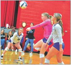 Josie Reiff passes the ball during tourney play on Saturday at Sutherland.