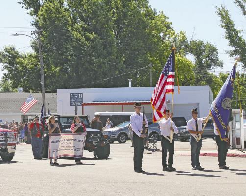 The Callaway American Legion Honor Guard traditionally leads off the Pioneer Picnic parade, which is set this year for Saturday, June 28, beginning at 10:45 a.m. Lunch will be available in Morgan Park following the parade, and the car show will get underway at noon. (Courier file photo by Ellen Mortensen)