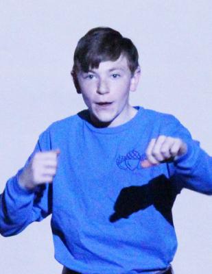 Brayden Keeney performed his entertainment speech on “Surviving a Horror Movie”.