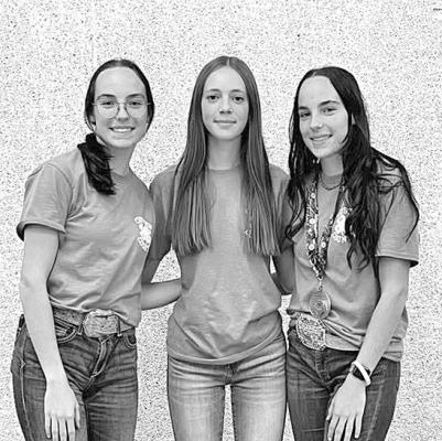 Three members of the South Loup 4-H/Oconto Shooting Sports Club will be competing at the national level in June. From left are Kelynn Witthuhn, Josie Lehmkuhler and Kaygan Witthuhn. (Courtesy photo)
