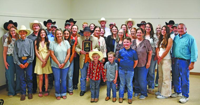 Sam Connell of Arnold was inducted this past weekend into the Nebraska Sandhills Cowboy Hall of Fame. He was joined by 36 members of his family for the special occasion. (Photo courtesy NE Sandhills Cowboy Hall of Fame)