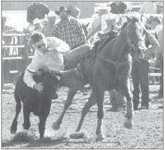 Dawson Doggett of Callaway won the steer wrestling in Grand Island on Monday. (Photo by Stephanie Miller/Courtesy KCNI/KBBN)