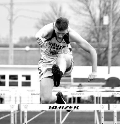Crew Witthuhn is clocked at 50.71 in the 300m hurdles at MNAC.