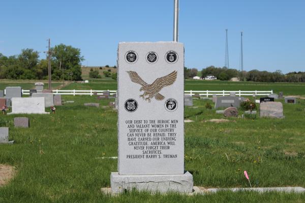 The Callaway Sons of the American Legion erected a Veteran’s Memorial stone at Rose Hill Cemetery a few years ago, and are now in the process of adding a second memorial. They have also purchased a large flag to fly high above the cemetery this Memorial Day. (Courier photo by Ellen Mortensen)