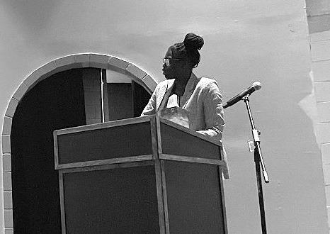 Nadeema Haidle, a senior at CHS, presents her plans for post-high school to the student body. (Photos courtesy CHS)