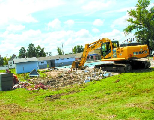 Demolition of the Callaway swimming pool is underway, and is expected to be finished in about another week. Construction of the new pool will begin shortly thereafter. (Courier photo by Ellen Mortensen)