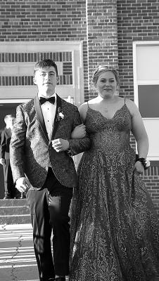 Seniors Jocelyn Bailey and Grant Hrupek are stunning in blue during the Grand March at the South Loup Prom on Saturday in Arnold.