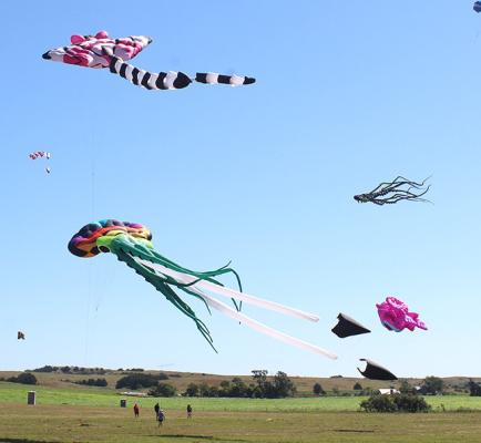 Folks of all ages enjoy watching the colorful kites take to the air . (Courier photos by Ellen Mortensen)