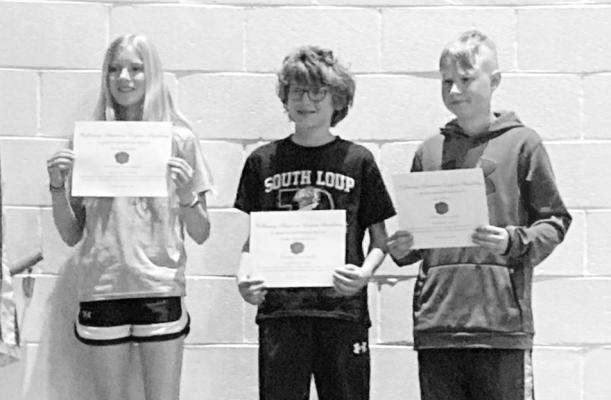 6th grade Poppy Poster winners were, from left: 1st Gracie Brennan, 2nd Callen Hickenbottom and 3rd Remi Flynn.
