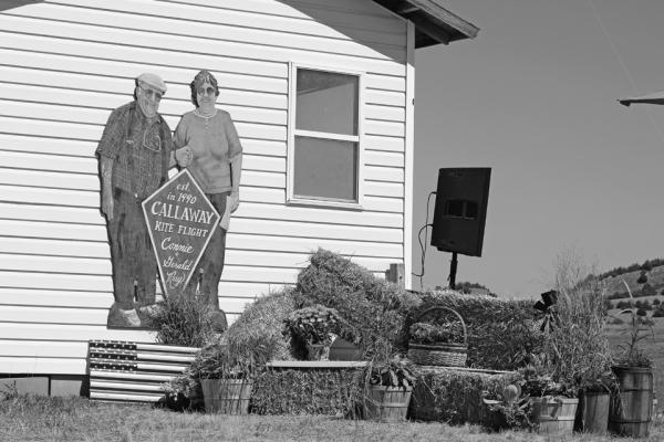 A display graces the grounds of Smith Field near Callaway prominently paying tribute to the founders of the Callaway Kite Flight, Connie and Gerald May.