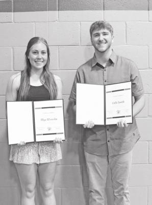 Mya Weverka of Callaway and Colbi Smith of Arnold were named Outstanding South Loup Senior Bobcat Athletes at the South Loup sports banquet May 6 in Arnold.