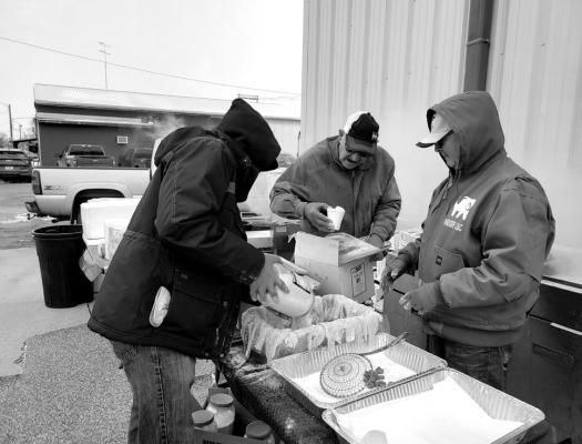 The chilly evening temperatures did not stop the Callaway Knights of Columbus men from cooking up some great fish for the weekly fish fry on March 10. (Courier photos by Ellen Mortensen)