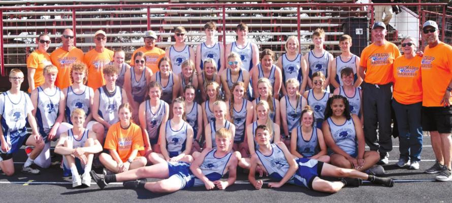 The Bobcat boys and girls track teams won their respective MNAC titles at Arnold on April 29. It was the Lady Bobcats’ fourth consecutive title and the boys’ fifth. (Courier photo by Loleta Conell)