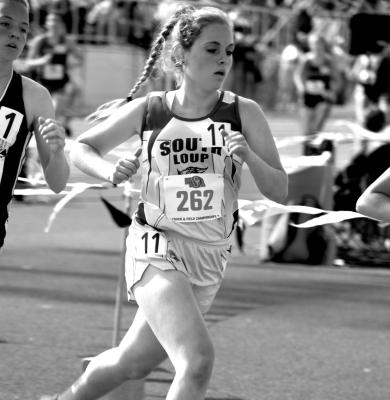 Talli Martin finishes the 3200m run with a time of 11:58.54 for 9th place at State. (Courier photos by Loleta Connell)