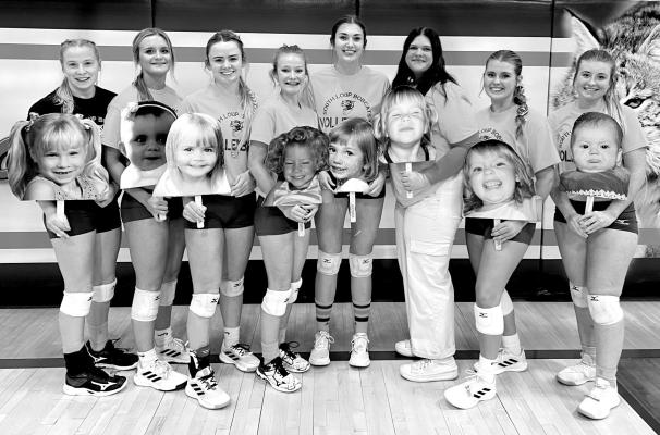 Last Tuesday was senior night for the Lady Bobcats as they played the last home game of their high school careers. From left: Josie Reiff, Charli Vickers, Bryn Schwarz, Delaynie Laible, Delaney Rogers, Skylar Ellison, Maggie Birkel, and Grace Bierman. (Courier photo by Patti Schwarz)
