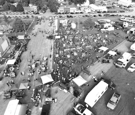 This aerial shot of the Blowin' The Doors Off BBQ was taken early in the evening on Saturday, June 1. The green space between the cooker tents filled in as the night went on, with more than 1,300 people attending. Money raised durng the BBQ benefits the Oconto Fire Department. (Photo courtesy Brett Eggleston)