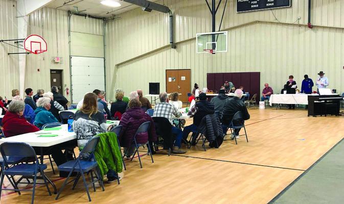 Community members were entertained by an old fashioned radio show, put on by the students and friends of Callaway Christian Academy on Friday, March 17. The students provided the sound effects for the program. (Courier photo by Joslyn Reiff)