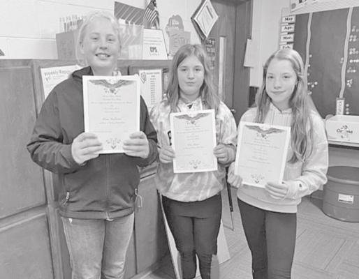 6th Grade Americanism Essay contest winners