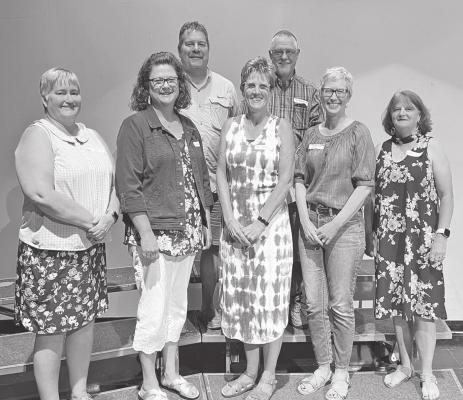 Class of 1982: Front Row, from left, Diane Lawrence Stryker, Janel Woodward Brestel, Nancy Jorgenson Solano, Debra Spangler Bisgard, Betsy Reinhard Spanel; Back Row, Randy Johnson, Tom Kennedy
