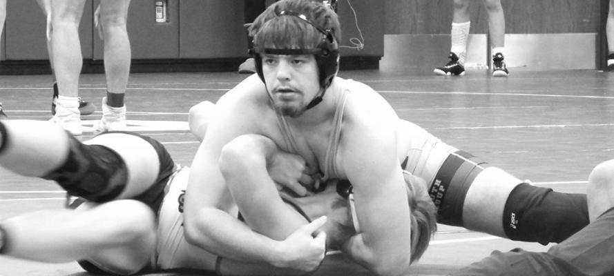 Dawson Doggett works to get a pin on his opponent during a match at the Central Valley Invite in Gibbon on Jan. 26. (Photos courtesy Brandy Mason)