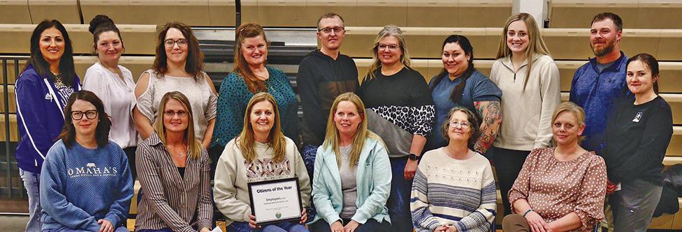 Callaway Good Life board members joined the Chamber of Commerce in honoring the Good Life staff as the 2026 Callaway Citizens of the Year. Front row, from left, are: Kellsy Beshaler, Stacey Guthard, Roni Boeser, Mary Ross, Janel Longmore, and Kristi Leeper; back row: Kayla Berg, Kindle Rice, Kelsey Wycoff, Jacque Owens, Brett Eggleston, Jo Trumbull, Katie Duckett, Carly Gracey, Bryson Kennedy, and Alex Walker. (Courier photo by Ellen Mortensen)