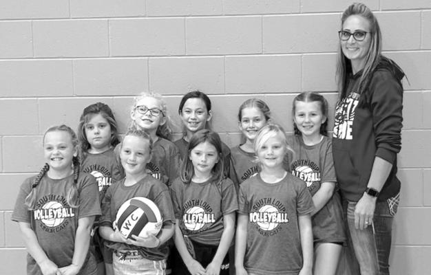 (Top) Fourth grade team: (Back, l-r) Ruby Hagler, Kenzie Connelly, Kennedy Eggleston, Makenna Weinman, Bree Blowers, Olivia Doggett, Coach Katie Weinman; (front) Katie Phelps, Ellie Phelps, Ava Bierman. Not pictured: Mckenzie Kimball, Reagan Gloeckler. (Above) Third grade: (back, l-r) Breckn Doggett. Brianna Quitmeyer, Fayth Duckett, Kate Kulp, Scout Evans, Coach Katie Weinman; (front) Athena Montang, Klara Baldwin, Cora Leetch, Emery Schacher. Not pictured: Emmah Clouse.
