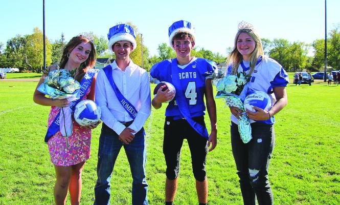 Courier photo by Amanda Wehnes South Loup Homecoming Royalty from left, Talli Martin and Silas Cool (Arnold) and Kaden Paulsen and Taylor Ross (Callaway).