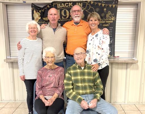 Chuck and Donna Myers recently celebrated Chuck's 100th birthday with a host of family members, friends, and neighbors at the Callaway Community Center, including their four children - Sheryl, Terry, Larry, and Karol. (Photo courtesy Karol Young)