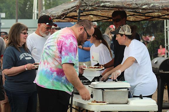 There was plenty of food to go around, as between the 11 BBQ cookers a total of 1,115 people were fed at the annual Blowin’ the Doors Off BBQ held June 4. (Courier photos by Ellen Mortensen)