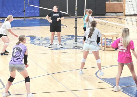 The South Loup volleyball team is in the gym working hard for the 2024 season, which begins for them on Sept. 3. (Courier photo by Ronda McFate)