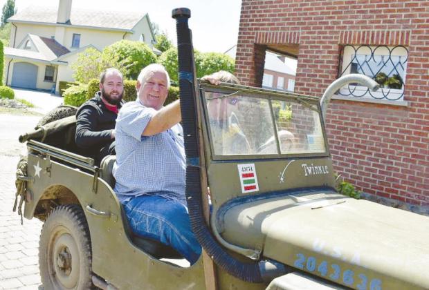 Henry Miller, above in the jeep and in photo at right, recently visited sites in Belgium where his father, Frank, served in WWII. The above photo of Frank was taken somewhere around 1944. (Photos courtesy Mandi Miller)