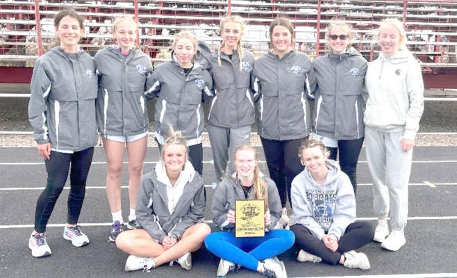 The South Loup women's track team won the team title at their home invitational last Friday in Arnold. The team had several outstanding individual performances that added to the team's overall winning point total. (Courier photo by Loleta Connell)