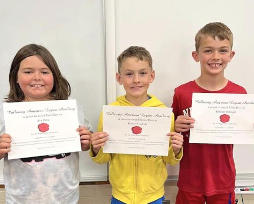 2nd grade poppy poster: From left, 1st place; Avalynn Ortiz, 2nd place; Hunter Duckett, and 3rd place; Fletcher Bellinger