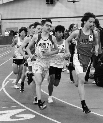 Logan Recoy placed 4th in the 1600m run clocking in at 5:12.67 (Courier photos by Loleta Connell)