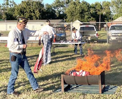 The Callaway American Legion hosted the annual flag retirement ceremony during the community’s July 4th celebration at the ball field. (Courier file photo)