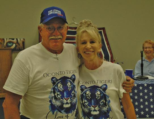 Representing the Oconto Class of 1976 are Jim Myers and Deb Eggleston Gaston. Gaston was recognized as the youngest member of an honored class. (Photos by Mona Weatherly)