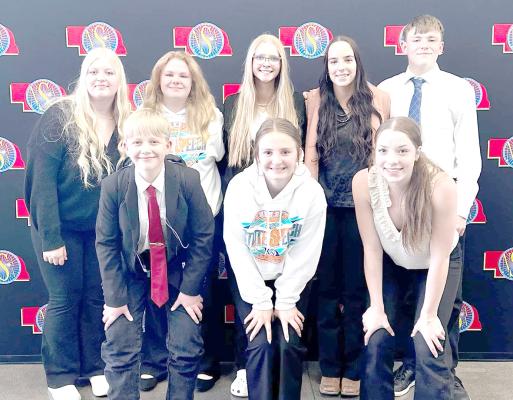 State speech qualifiers for Callaway High School are, front row, from left: Braxton Anderson, Tiersa Johnson, and Olivia Fitzgerald; back row: Taryn Rohrbough, Ashley Denney, Chenney Dishman, Kaygan Witthuhn, and Brayden Keeney. (Photo courtesy Callaway Public School)
