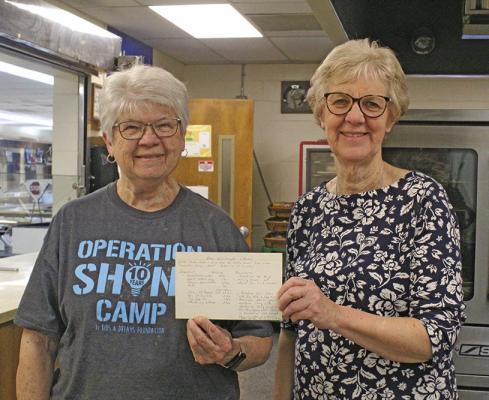 Janet Kalinowski, left, and Sue Phelps resurrected a dinner roll recipe used by Mary Jane Brestel at Callaway Public Schools and baked the goodies for the students and staff. They have also made cinnamon rolls and kolaches. (Courier photo by Ellen Mortensen)